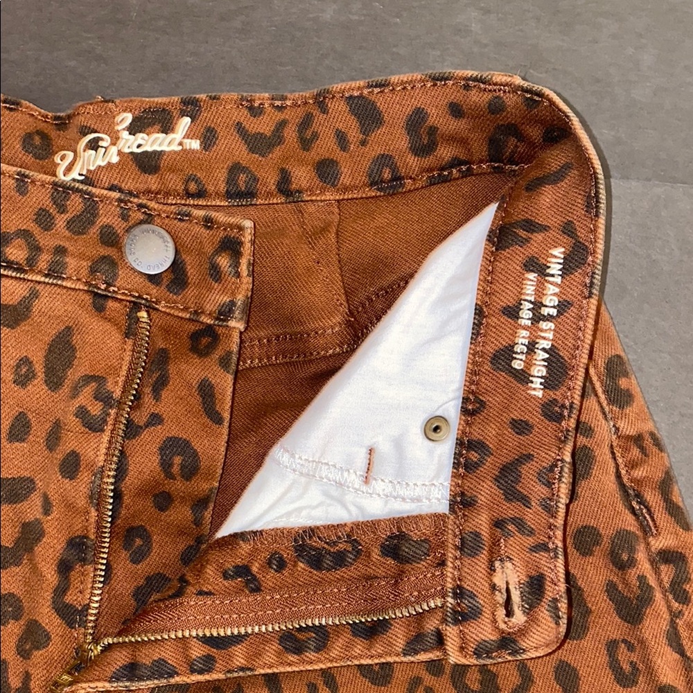 Universal Thread Womens 0/25R Vintsge Straight Leg Jeans Brown Leopard - Picture 13 of 14